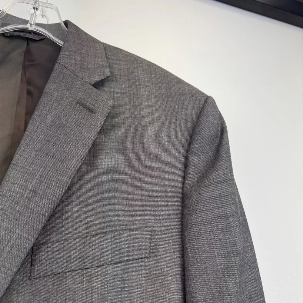 Lauren Ralph Lauren Mens 42R Grey 100% Wool Sharkskin 2 Button Blazer Sport Coat